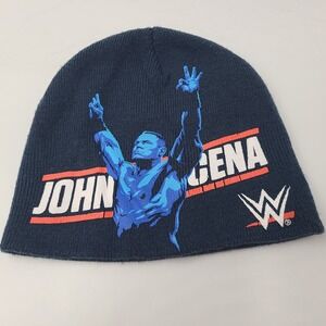 John Cena Hat Beanie Blue Red WWE Wrestling Logo Winter Knit Stocking Cap Men